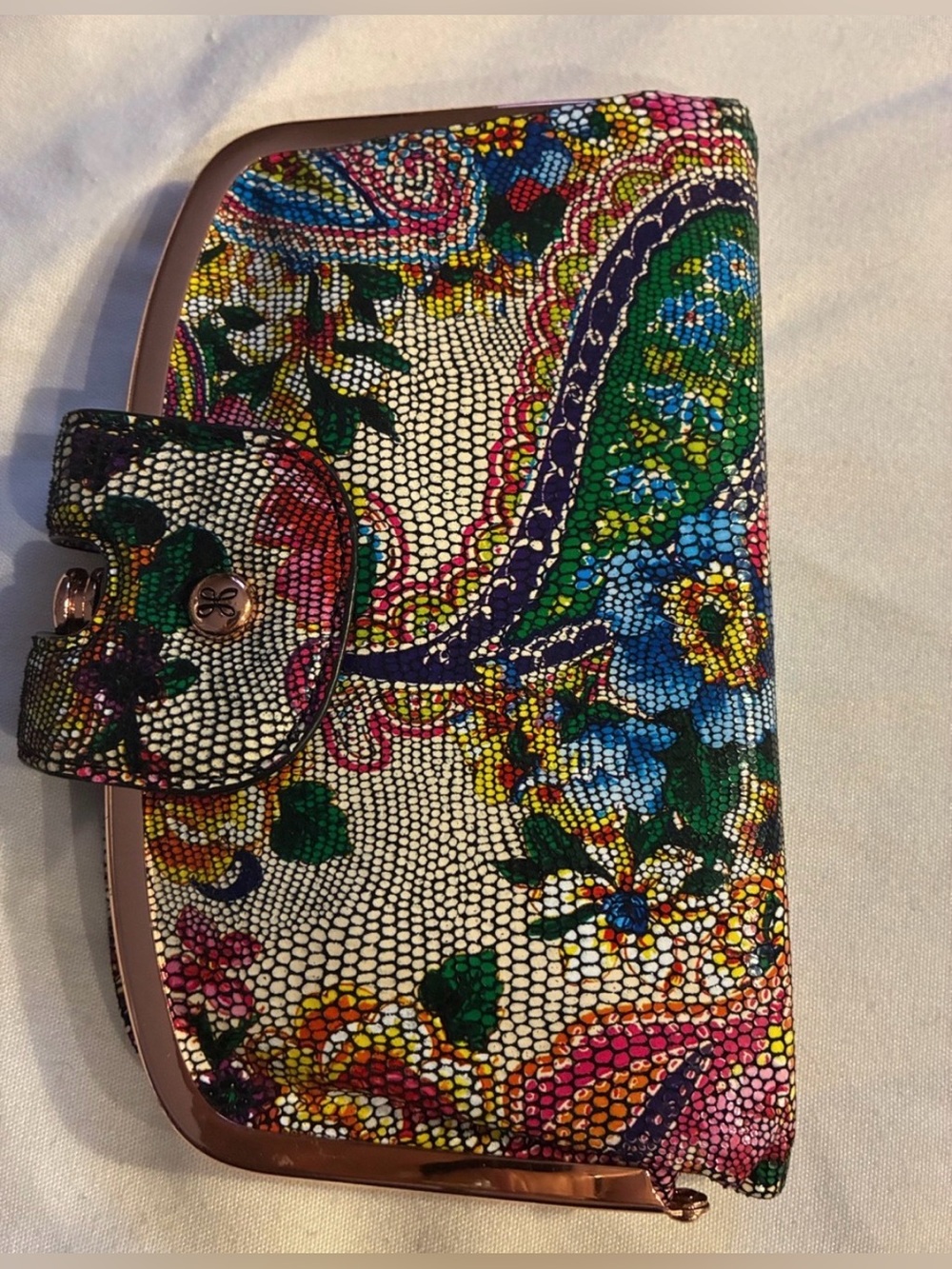 HOBO INTERNATIONAL Mosaic Bifold Leather Wallet Clutch